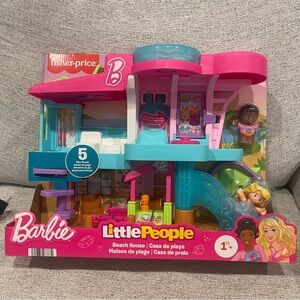NWT Fisher Price Little People 6pc Barbie Beach House NEW